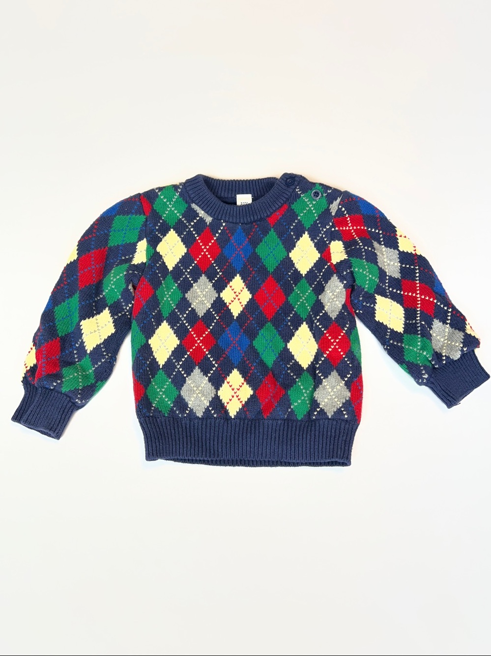 Vintage 2005 Baby Gap Infant Boys 100% Cotton Argyle lined sweater EUC